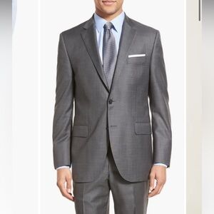 Peter Millar Flynn Classic Fit Grey Check Wool Suit Jacket Gray Size 42S‎